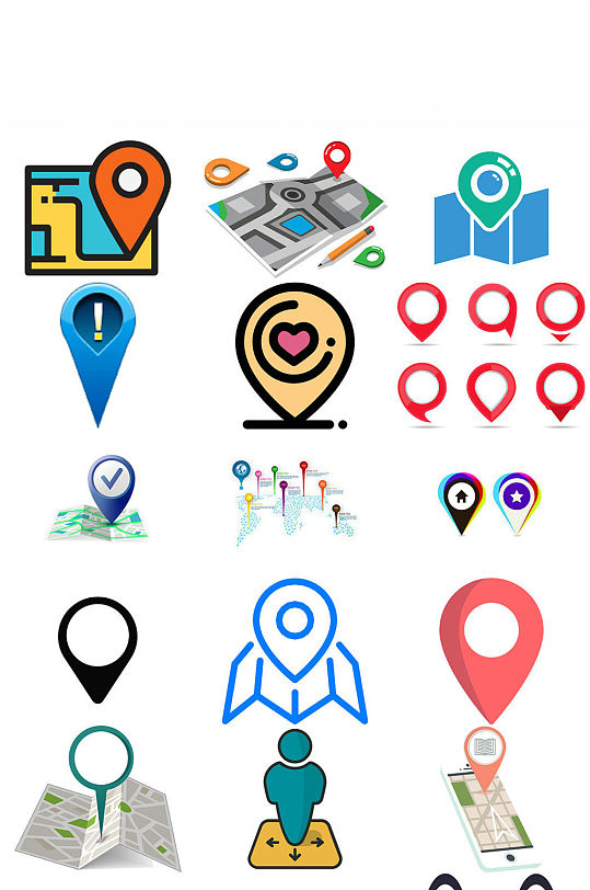 地图定位标志造型设计图