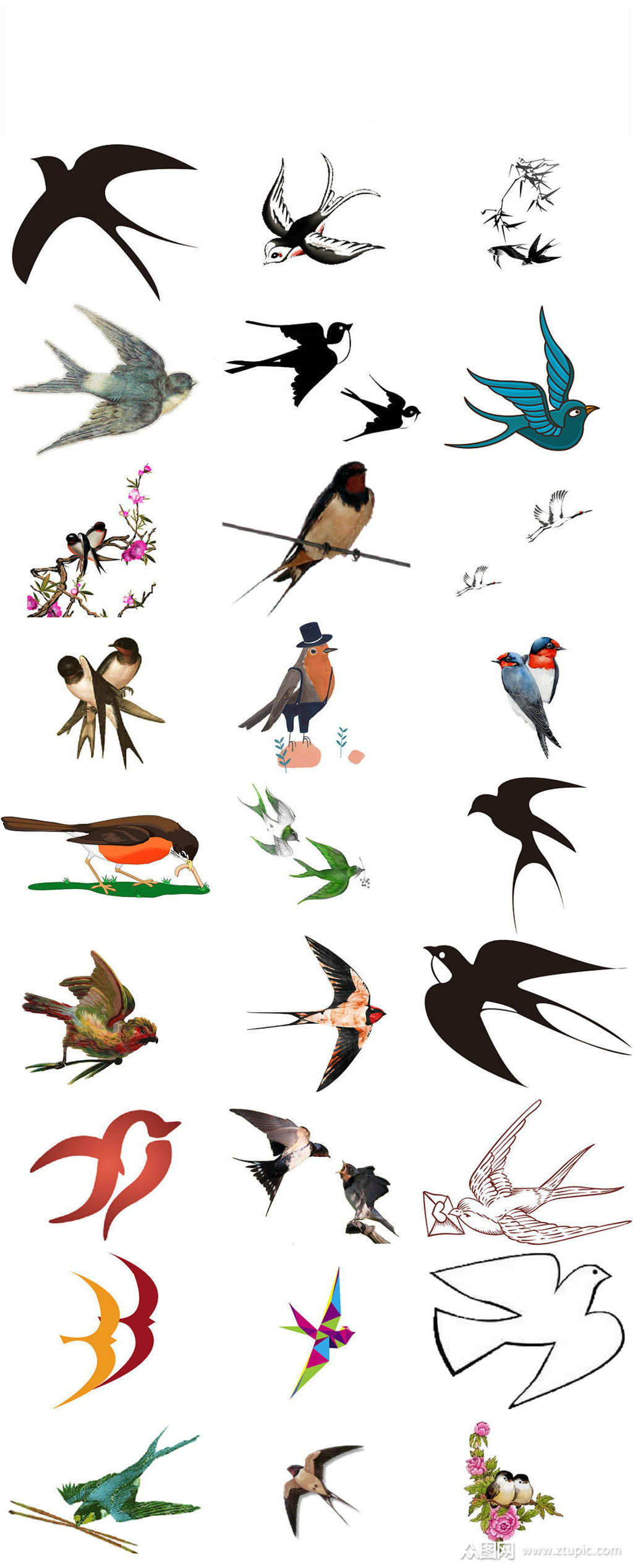 春天燕子元素春天小燕子素材png图片