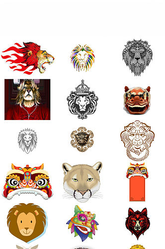 金钱豹头像 创意狮子头图案狮子头花纹卡通狮子头