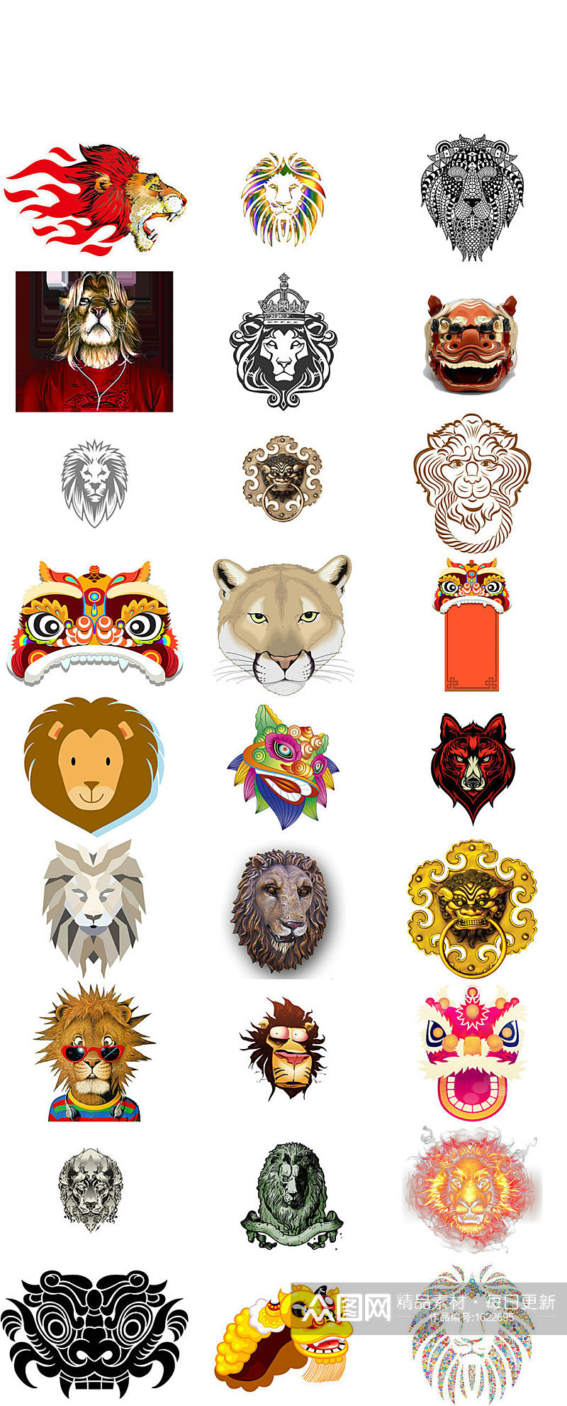 金钱豹头像 创意狮子头图案狮子头花纹卡通狮子头素材
