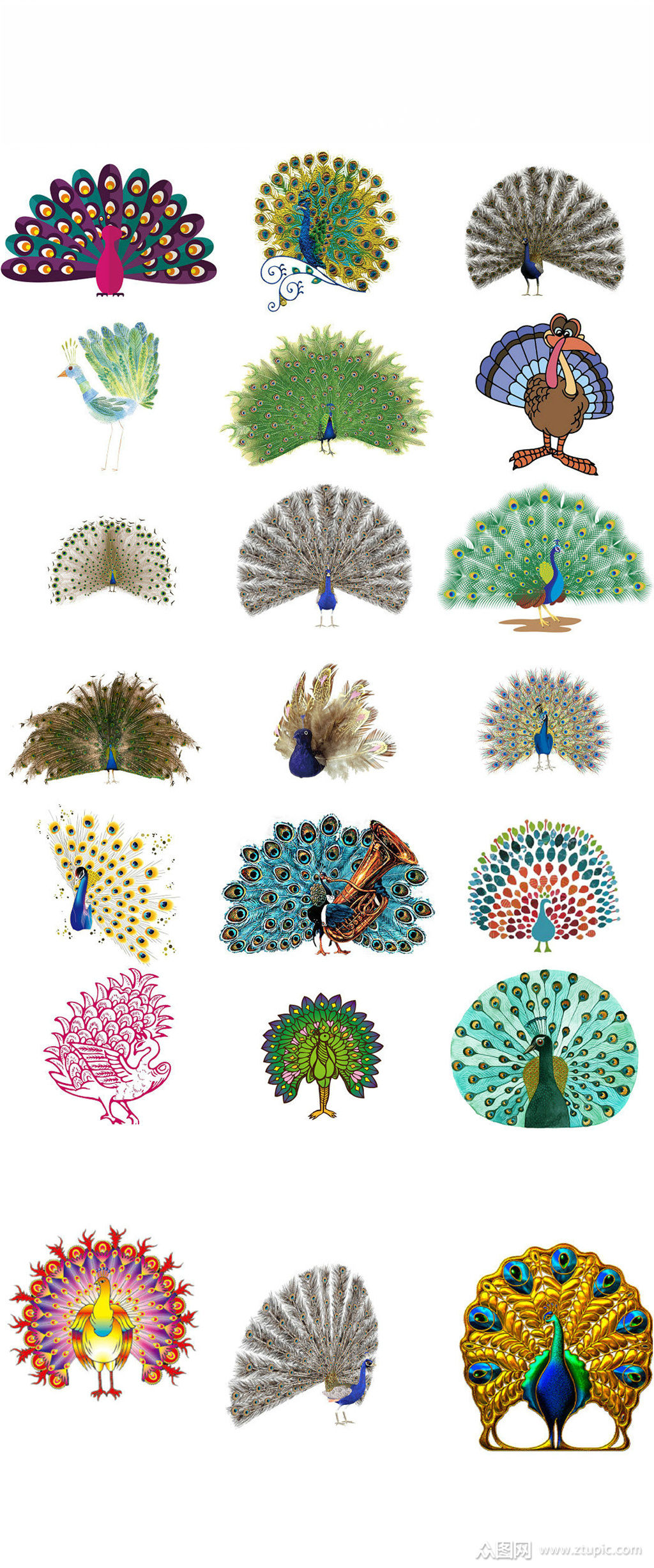 创意卡通孔雀开屏海报设计素材png