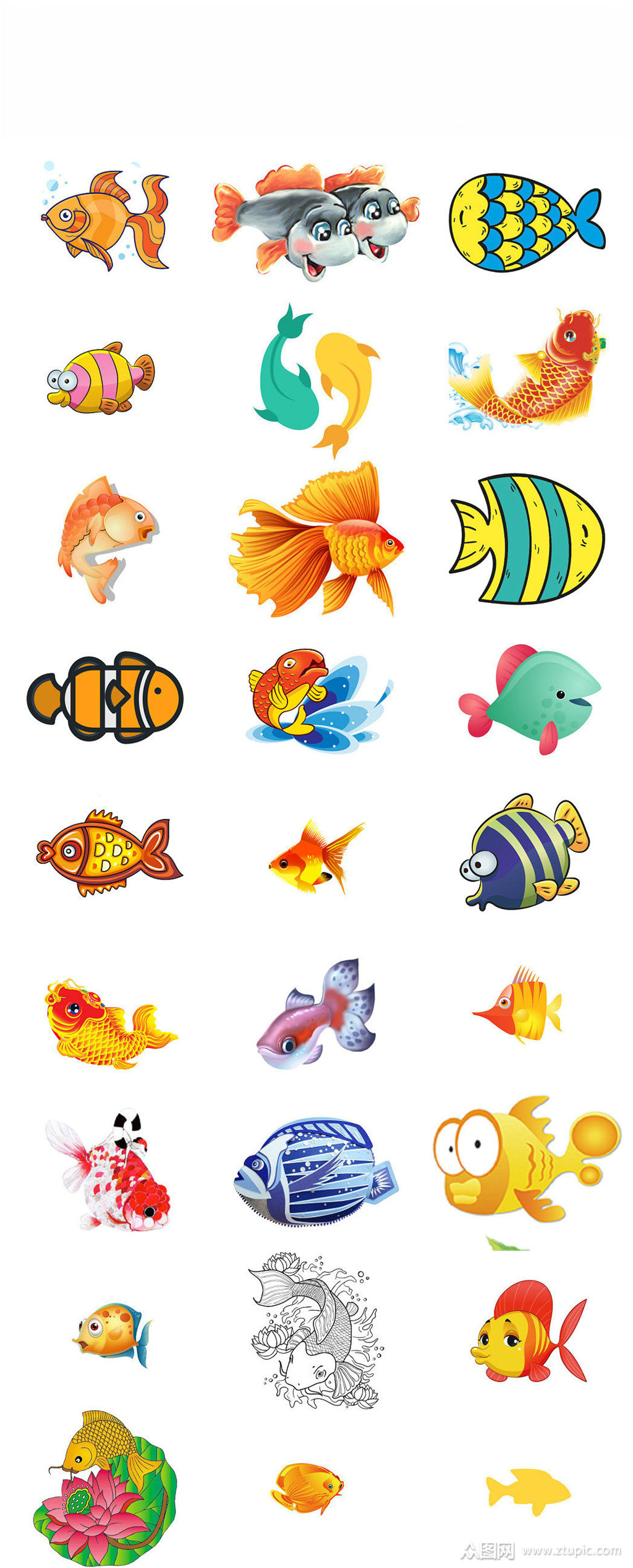 创意卡通金鱼造型设计素材图片