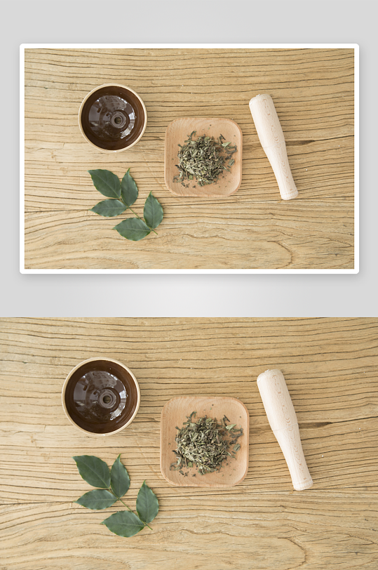 放在桌上準備搗碎的中藥圖片攝影8