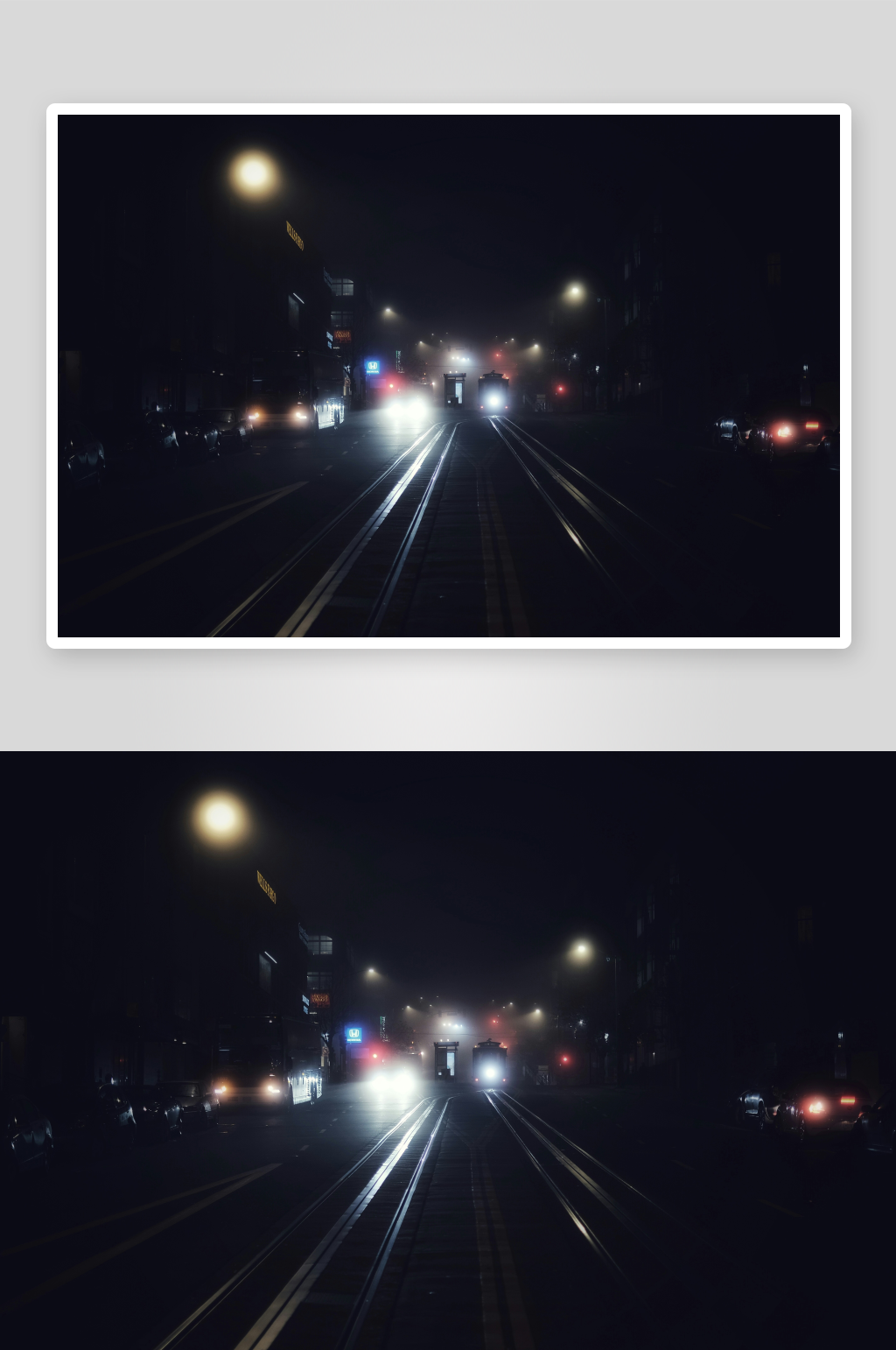 夜间城市街道车流景象素材