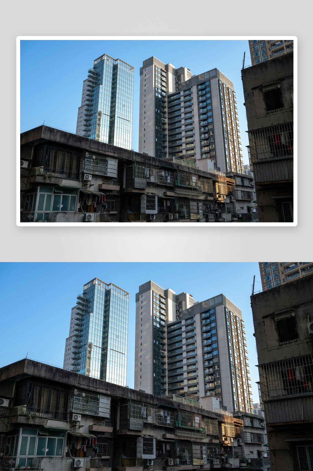 新旧高楼对比城市景观素材