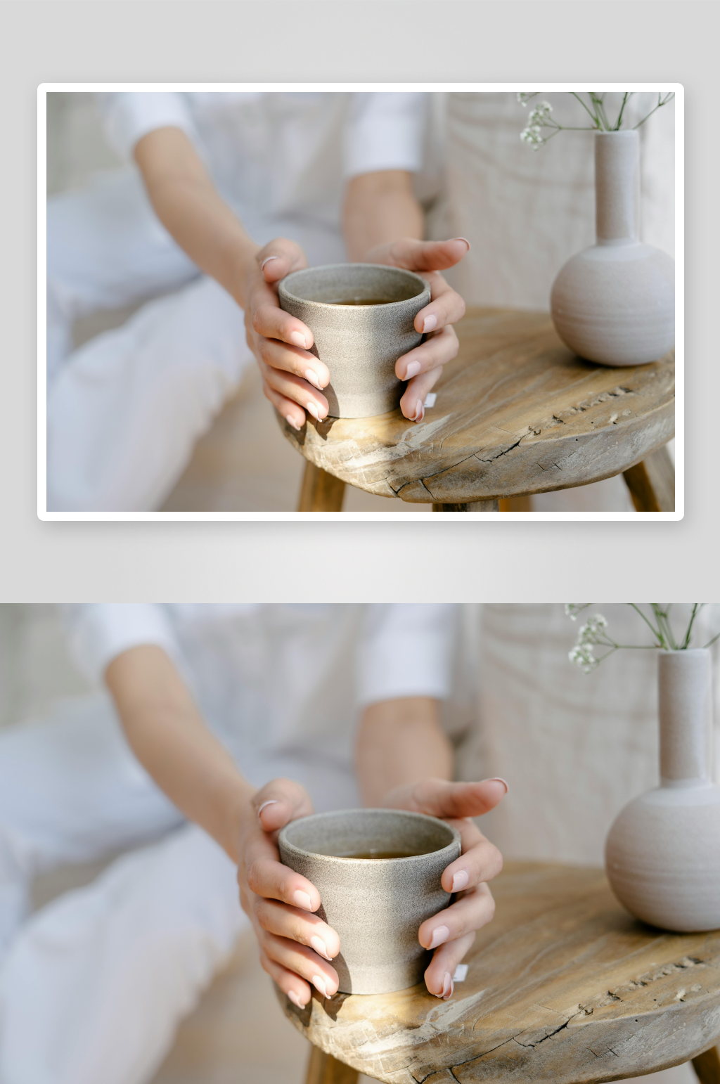 双手捧杯静享时光素材