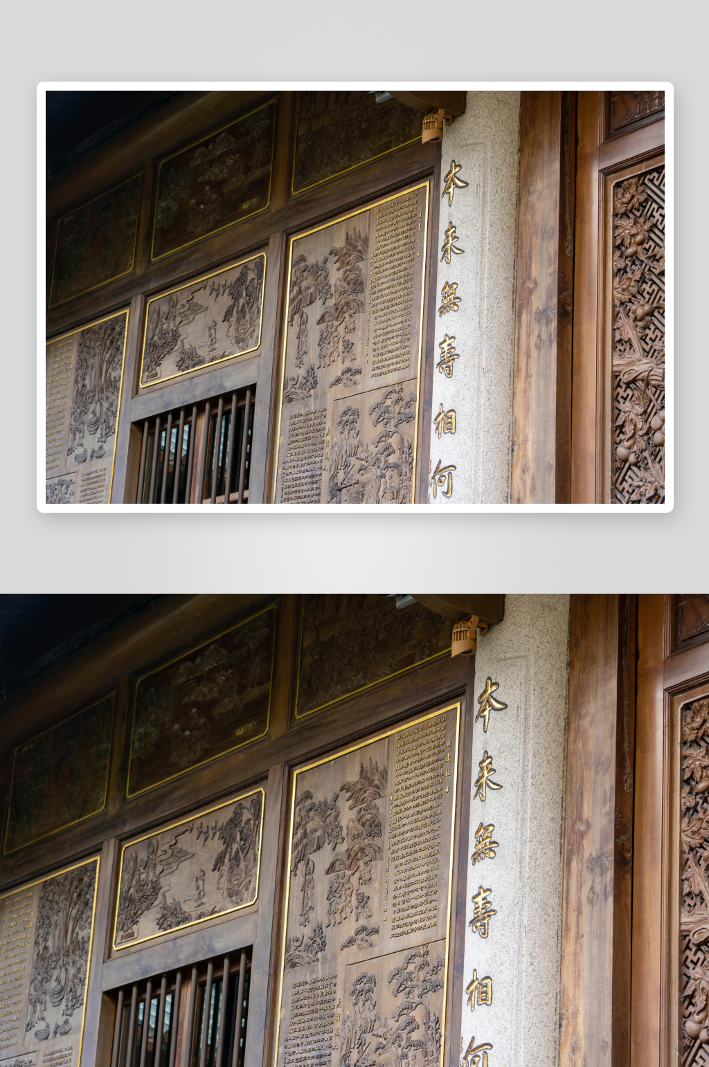 古建筑木雕细节特写素材