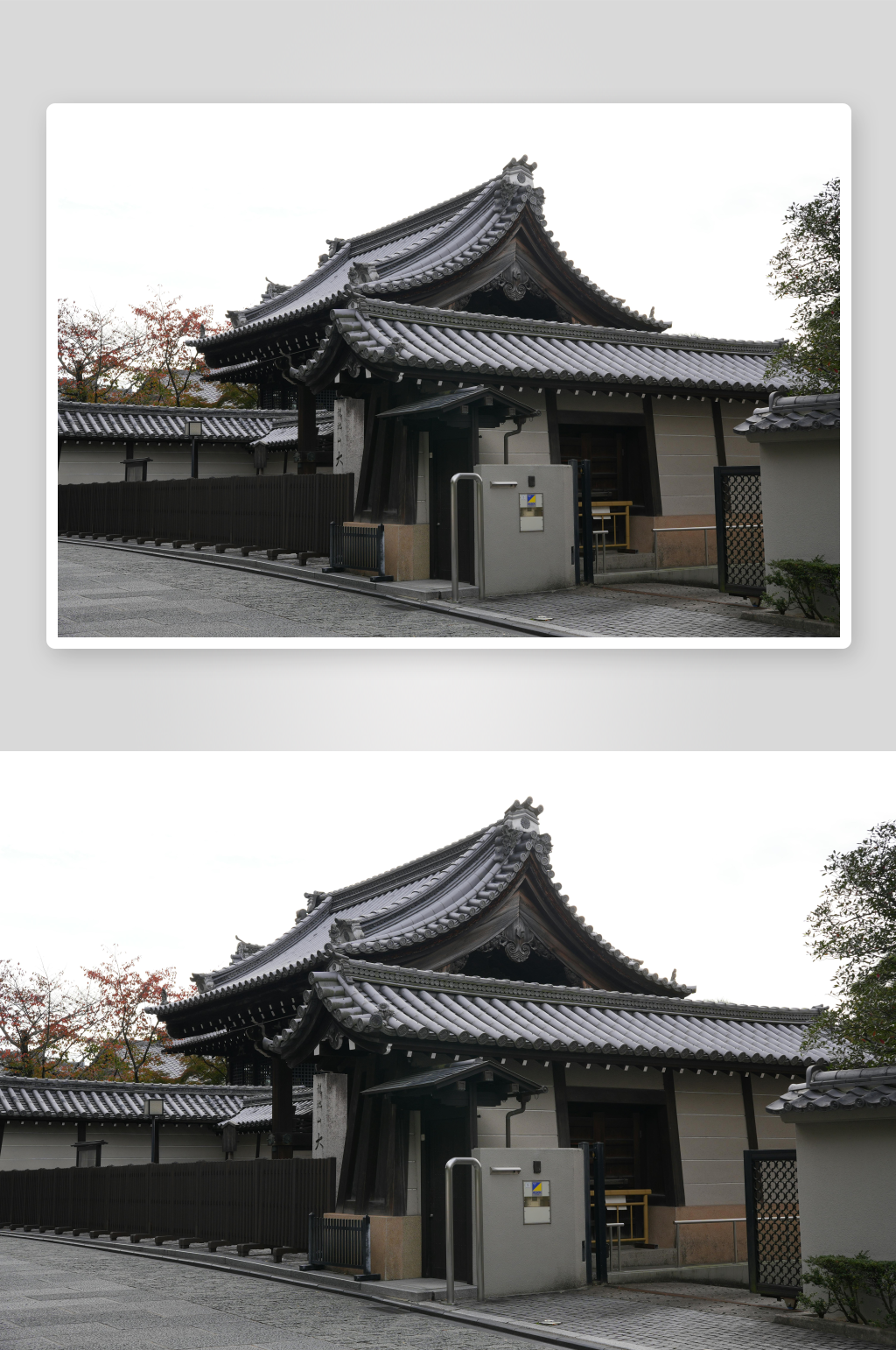 古朴寺庙建筑与秋日庭院素材