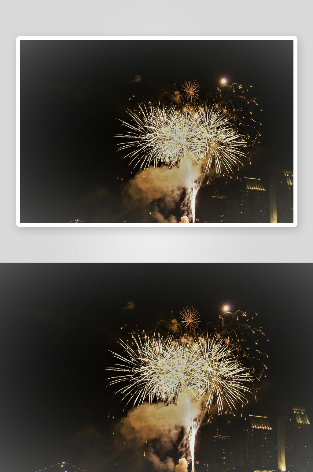 夜空中绽放的城市烟花秀素材