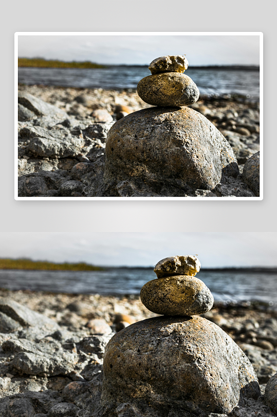 海边石堆平衡艺术-众图网