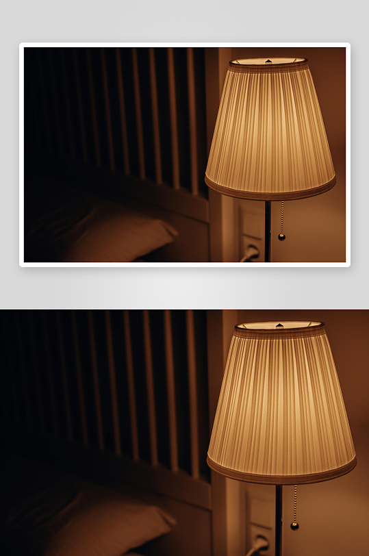 温暖灯光下的床头灯-众图网