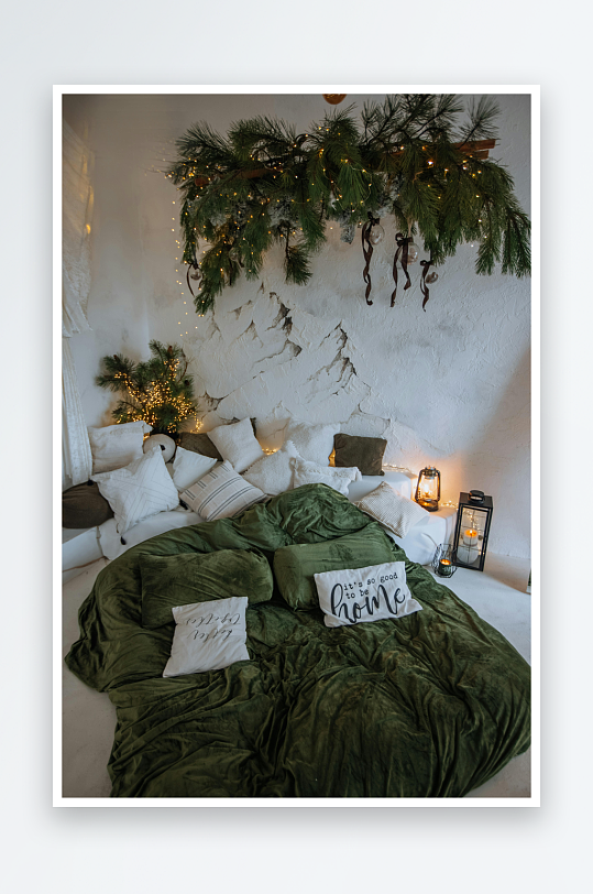 温馨圣诞卧室装饰-众图网