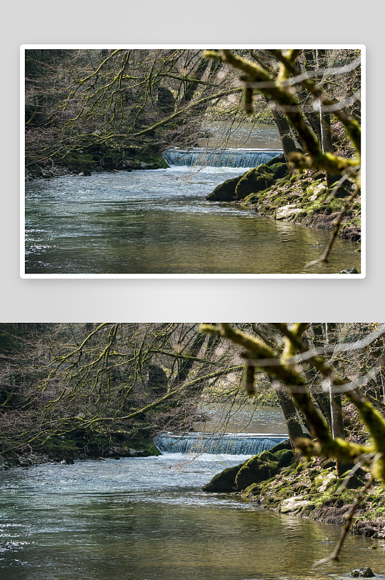 溪流瀑布林间景色-众图网