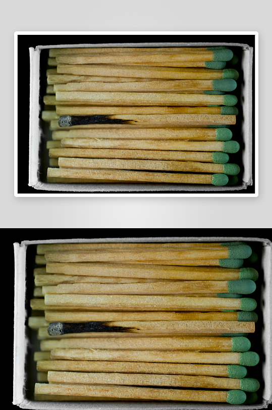 火柴盒内整齐排列的火柴-众图网
