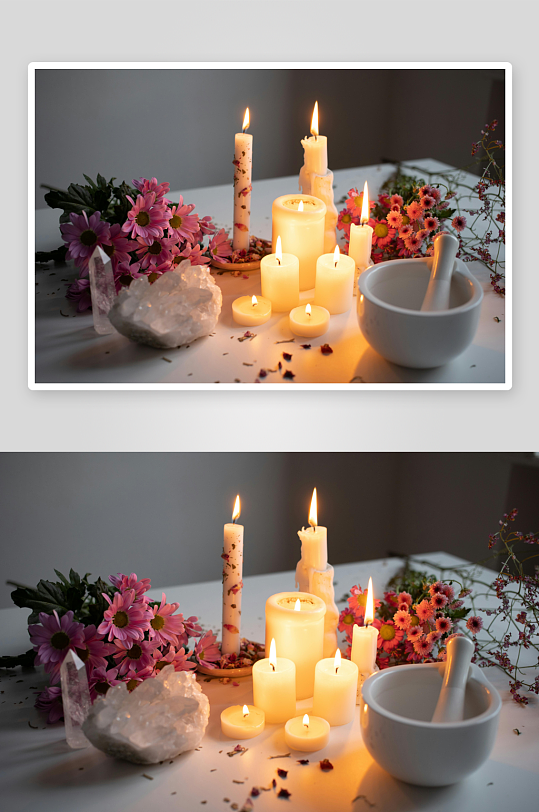 烛光花石静谧氛围-众图网