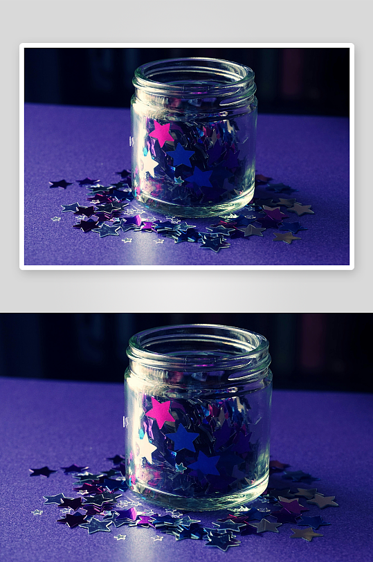 玻璃罐内彩色星星亮片-众图网