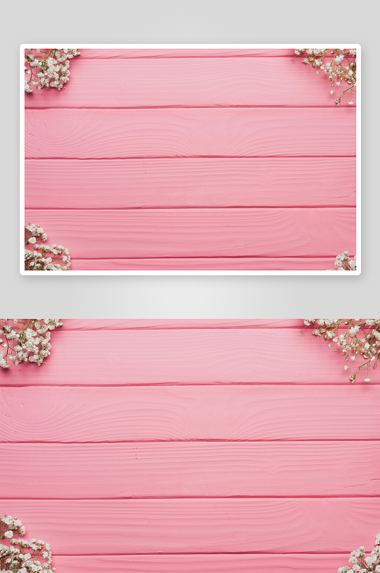粉色木板与白色小花边框-众图网