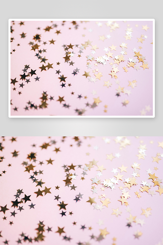 粉色背景上的金色星星装饰-众图网