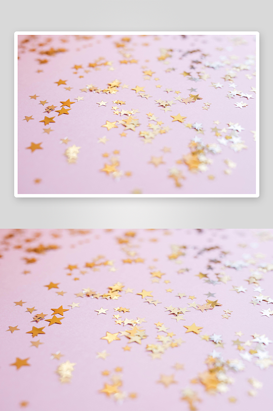 粉色背景上的金色星星亮片-众图网