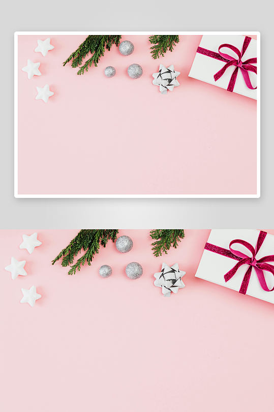 粉色背景节日装饰与礼物盒-众图网
