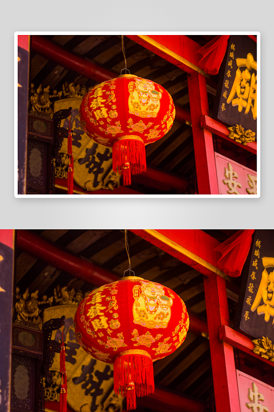 红灯笼高挂古建筑-众图网