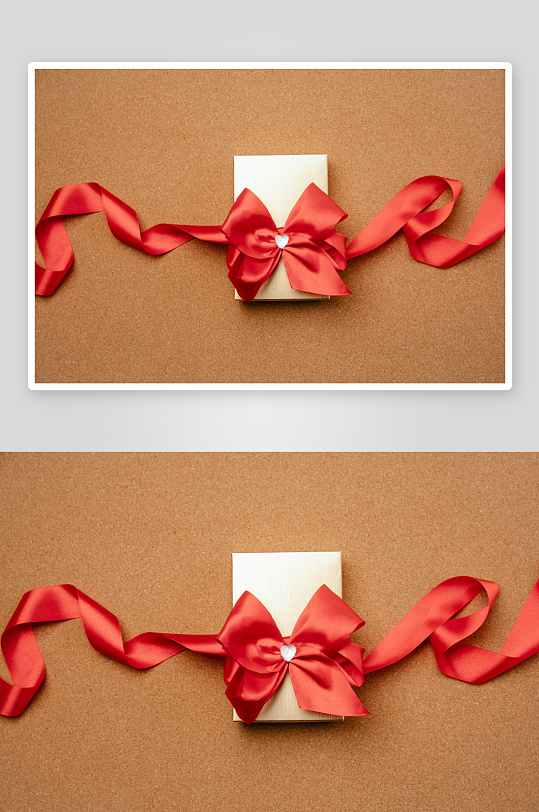 红色丝带礼盒特写-众图网