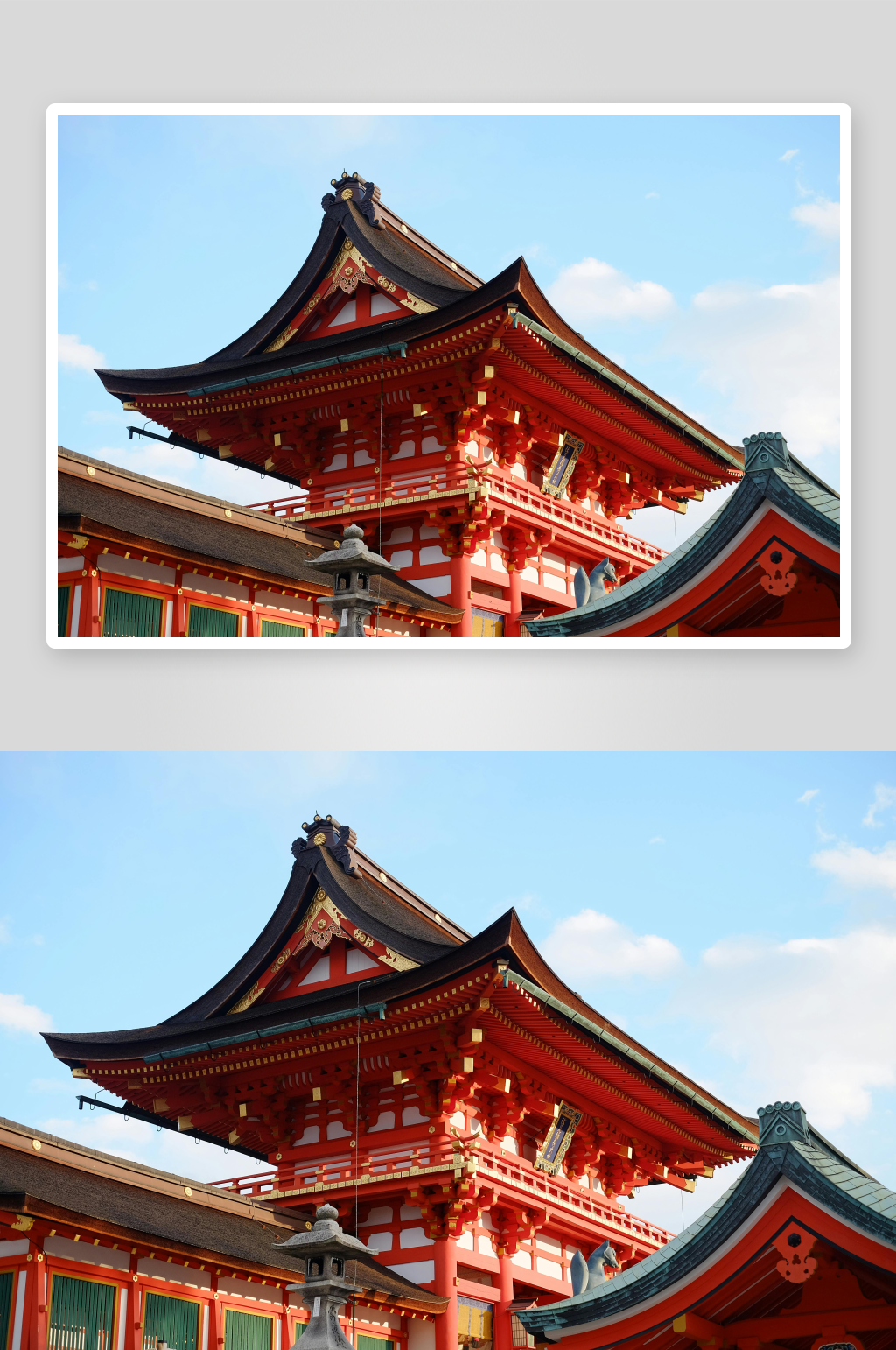 红色寺庙建筑特写蓝天白云素材