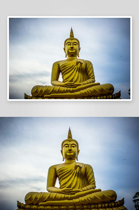 金色佛像静坐云端-众图网
