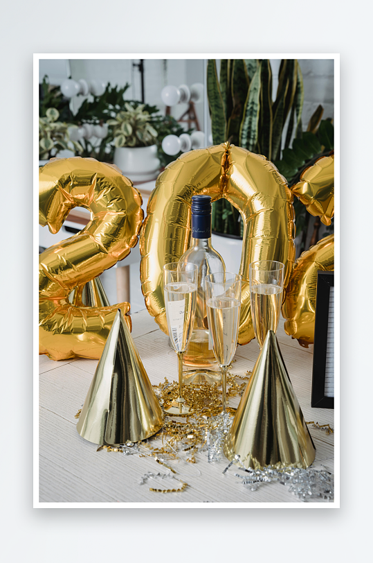 金色气球派对布置-众图网