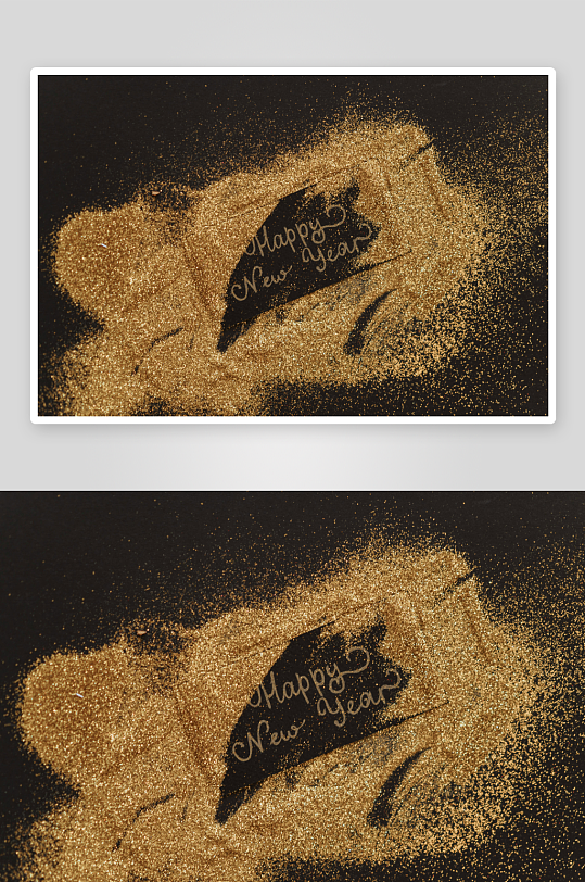 金色沙粒书写新年祝福-众图网