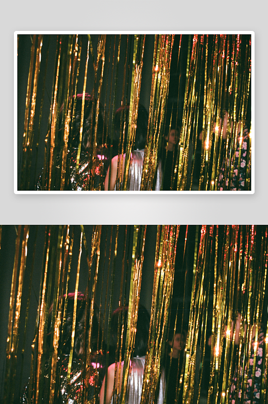 金色流苏帘后的人影-众图网