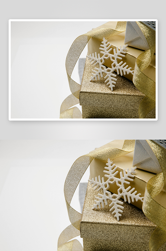 金色礼盒配雪花装饰-众图网