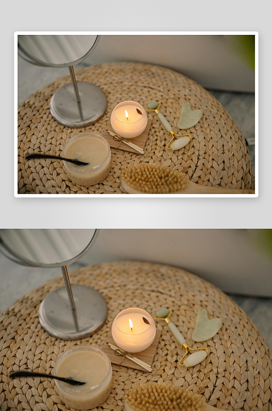 静谧香氛与美容工具摆设-众图网