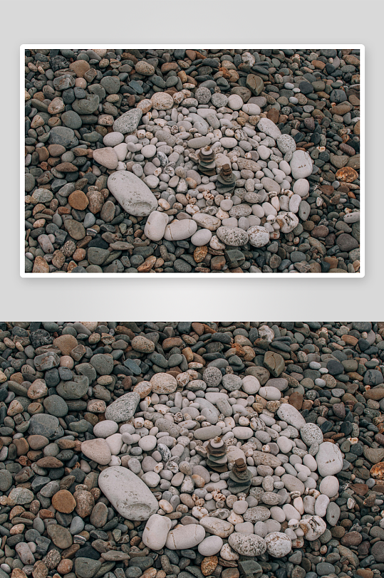 鹅卵石堆叠艺术静谧自然-众图网