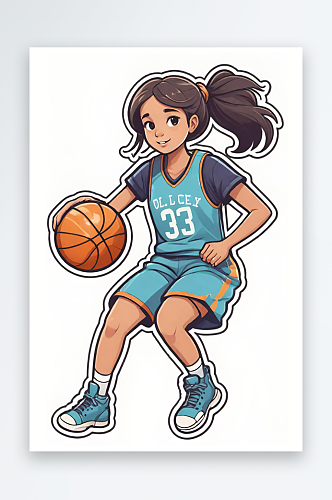 AI制图户外室内运动健康可爱女孩打篮球