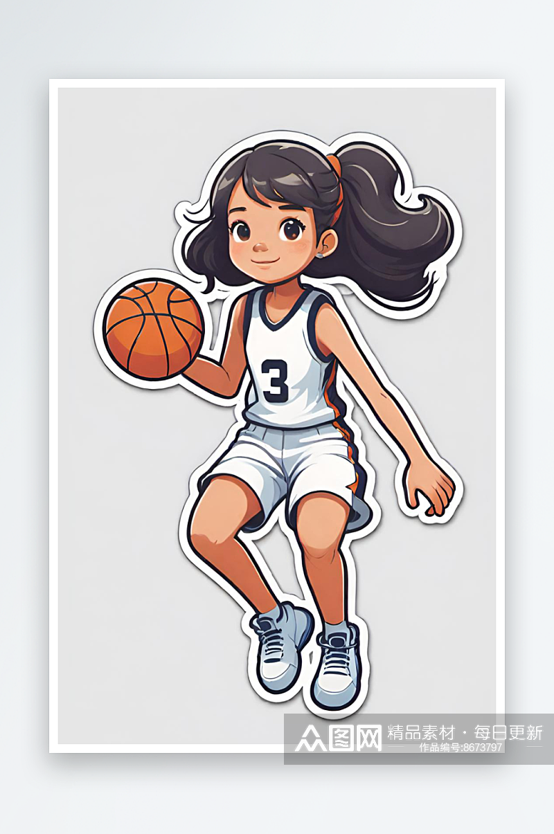 AI制图户外室内运动健康可爱女孩打篮球素材