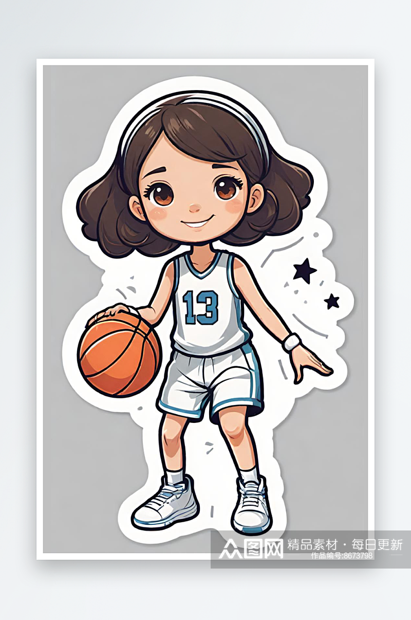 AI制图户外室内运动健康可爱女孩打篮球素材