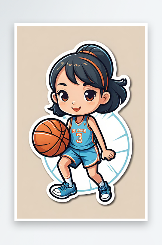 AI制图户外室内运动健康可爱女孩打篮球