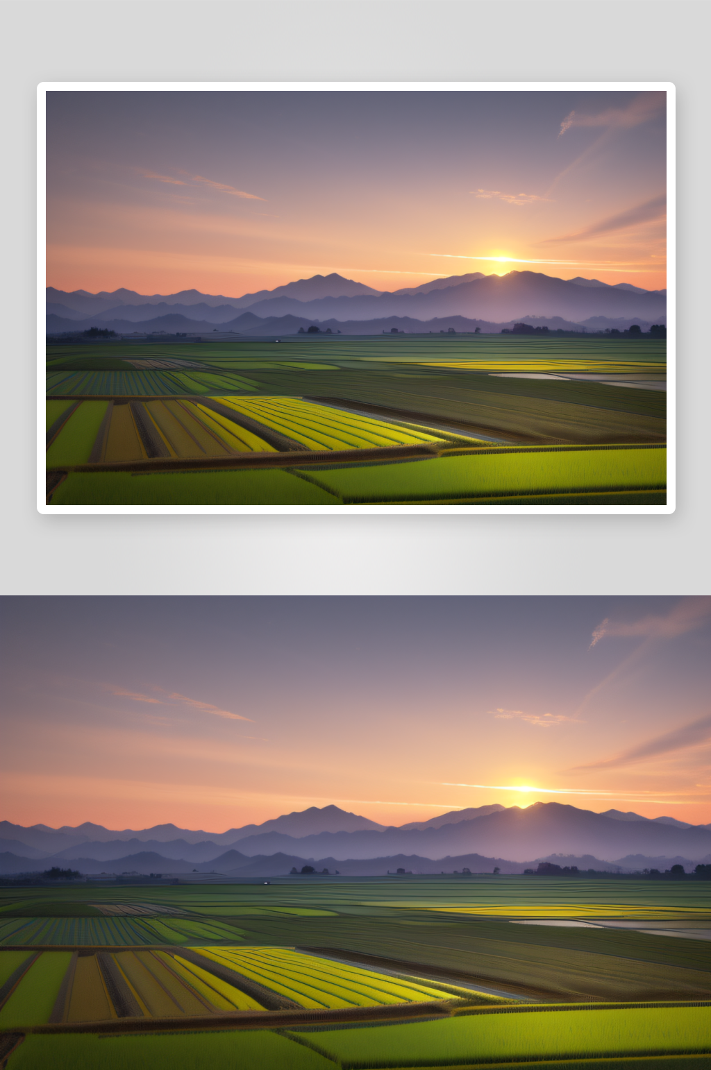 夕阳西下农田美景素材