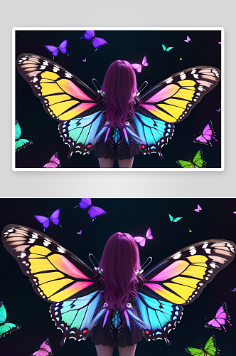 多彩的漂亮翅膀蝴蝶