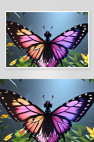 漂亮翅膀的飞翔多彩蝴蝶
