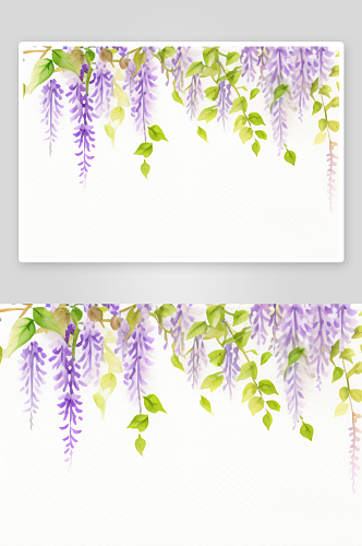 美丽的紫藤花藤在水彩画中呈现