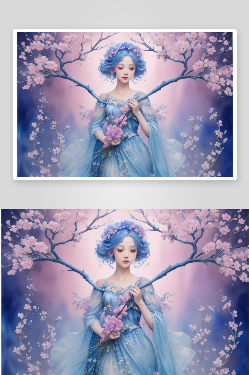 柔和水彩画风展现仙女的婉约之美素材