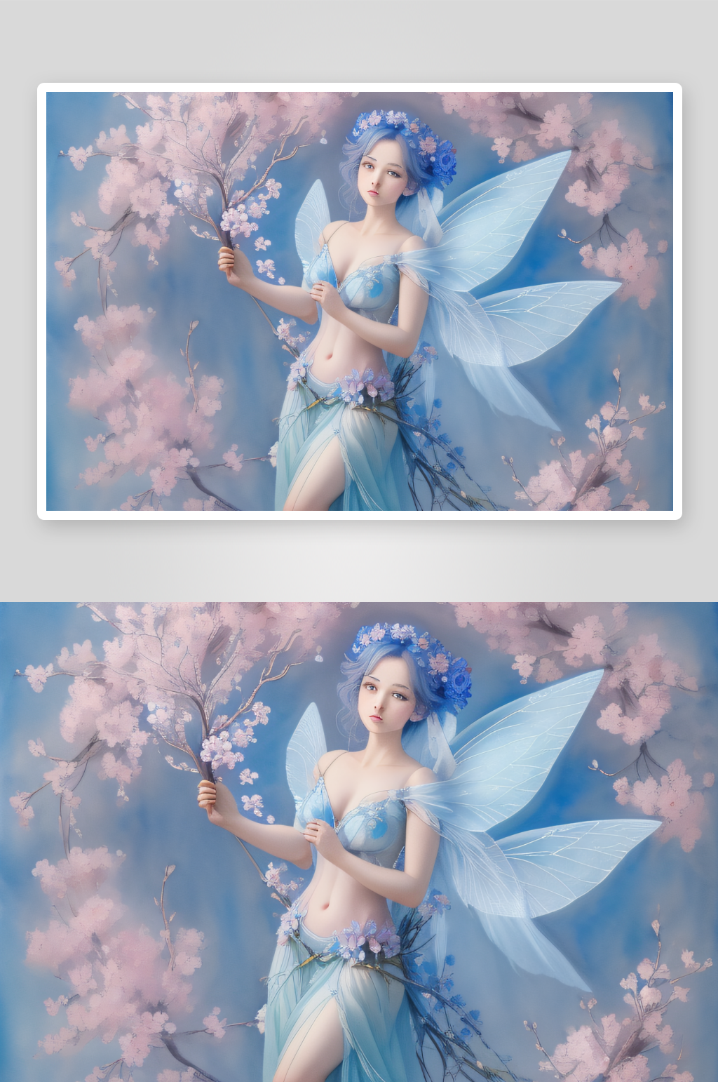 柔和水彩画风展现仙女的婉约之美素材