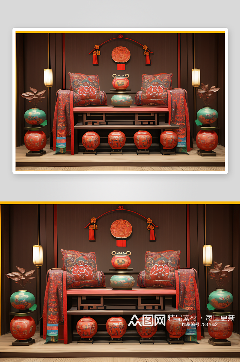 古代中国元素在喵风格插画中的表现素材
