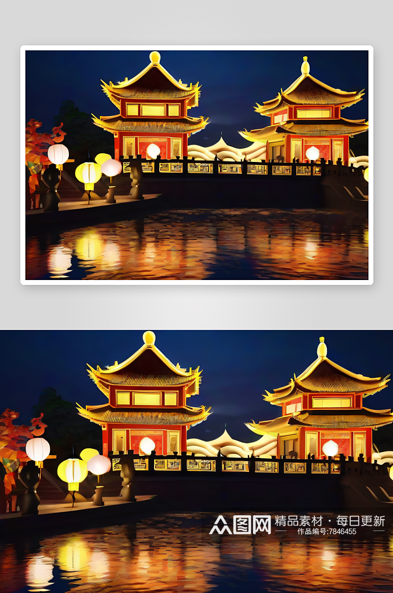 中国文化主题的梦幻灯笼节素材