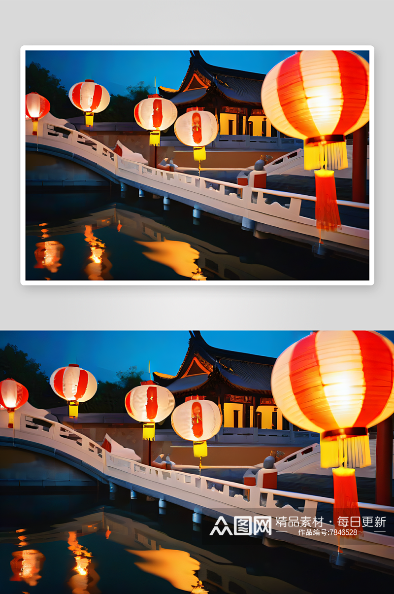古色古香的中国宫殿灯笼节之美素材