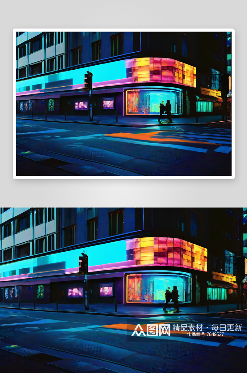 网络朋克街角的霓虹幻想摄影艺术素材