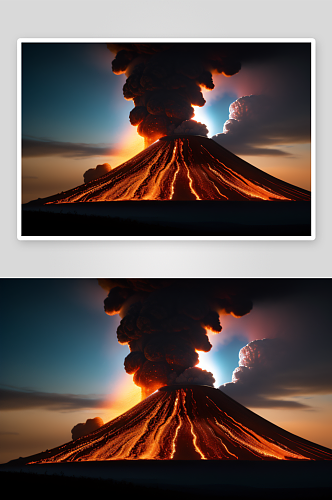 一座活火山熔岩的热情火山