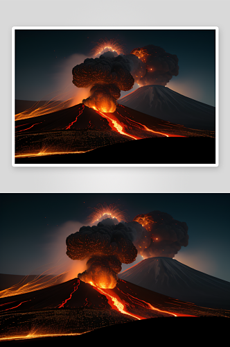 一座活火山熔岩的热情火山